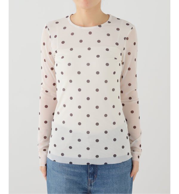IENA LA BOUCLE「BAUM UND PFERDGARTEN バウム ウンド ヘルガーデン JODIE ドットメッシュトップス」|Tシャツ・カットソー|