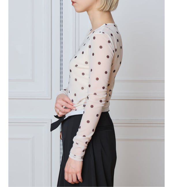 IENA LA BOUCLE「BAUM UND PFERDGARTEN バウム ウンド ヘルガーデン JODIE ドットメッシュトップス」|Tシャツ・カットソー|