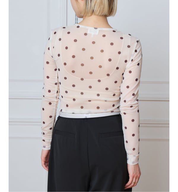 IENA LA BOUCLE「BAUM UND PFERDGARTEN バウム ウンド ヘルガーデン JODIE ドットメッシュトップス」|Tシャツ・カットソー|