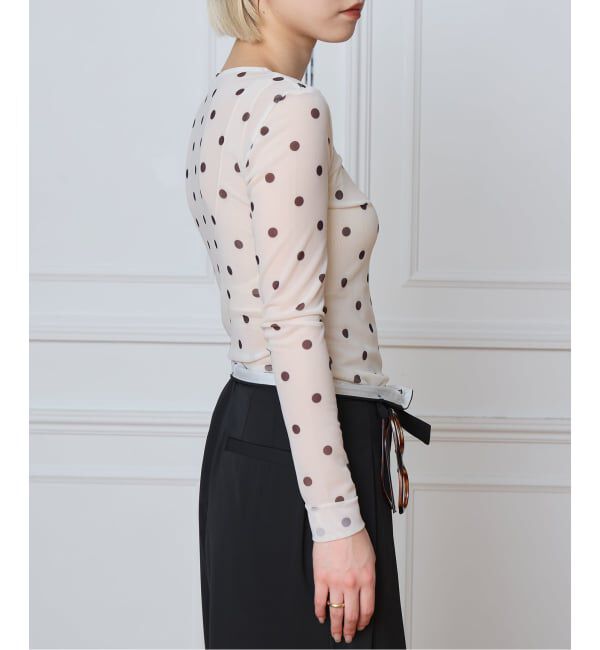 IENA LA BOUCLE「BAUM UND PFERDGARTEN バウム ウンド ヘルガーデン JODIE ドットメッシュトップス」|Tシャツ・カットソー|