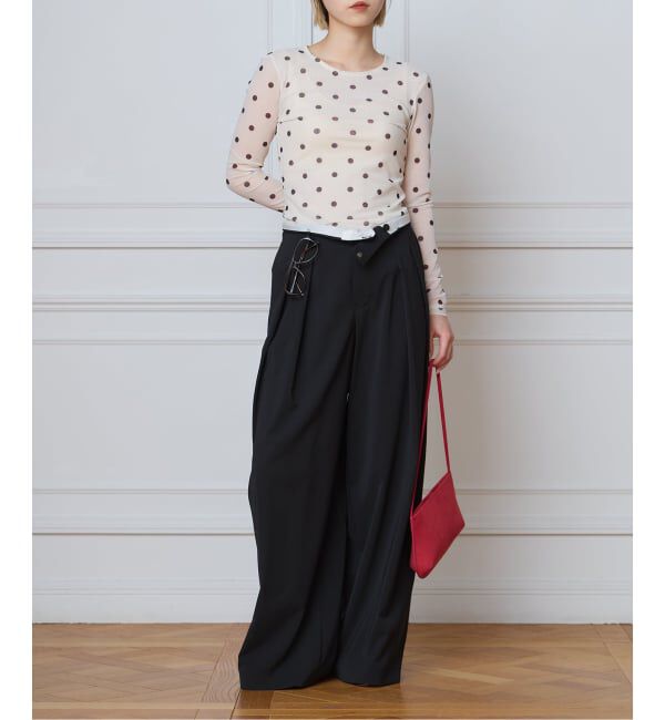 IENA LA BOUCLE「BAUM UND PFERDGARTEN バウム ウンド ヘルガーデン JODIE ドットメッシュトップス」|Tシャツ・カットソー|