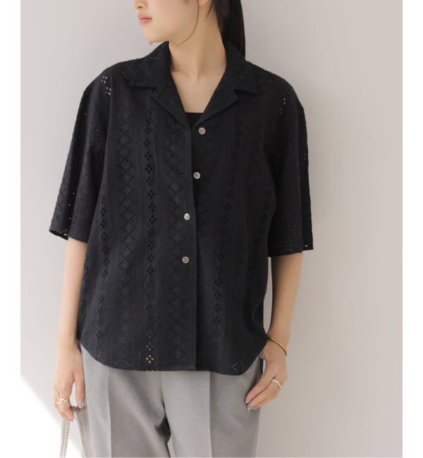 一部WEB限定追加》コットンカットワーク刺繍開襟シャツ（JOURNAL