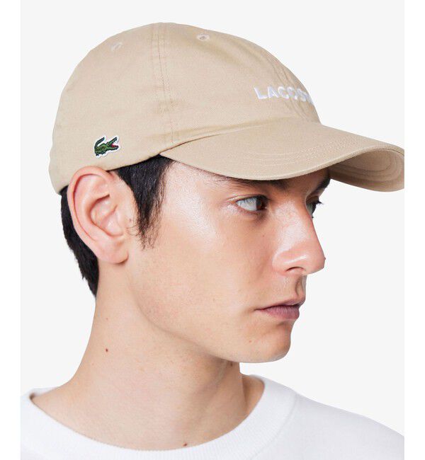 LACOSTE「ウォッシュドツイルローキャップ」|キャップ・キャスケット|ベージュ