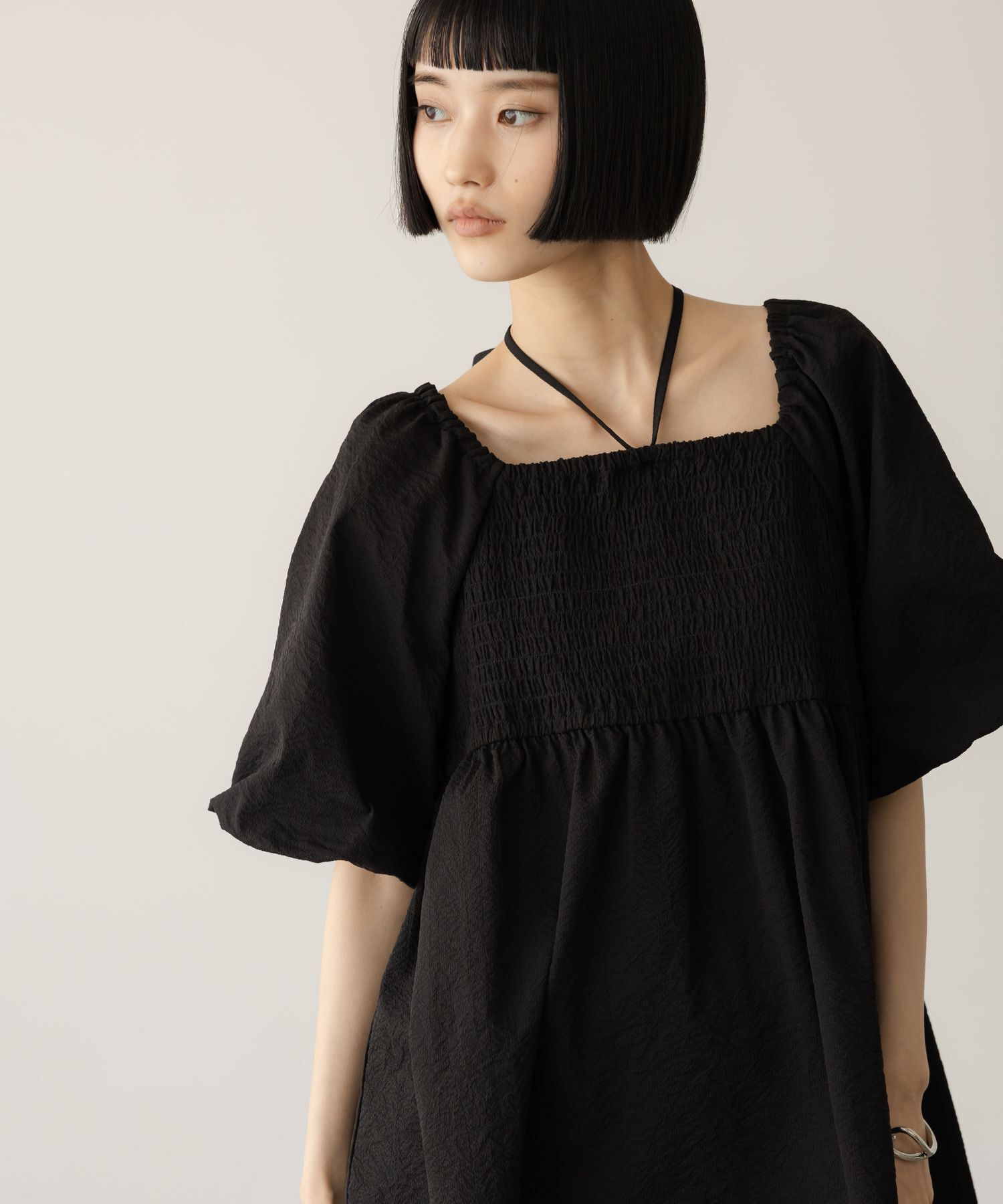 LOWRYS FARM「ペプラムチュニックＳＳ」|シャツ・ブラウス|BLK
