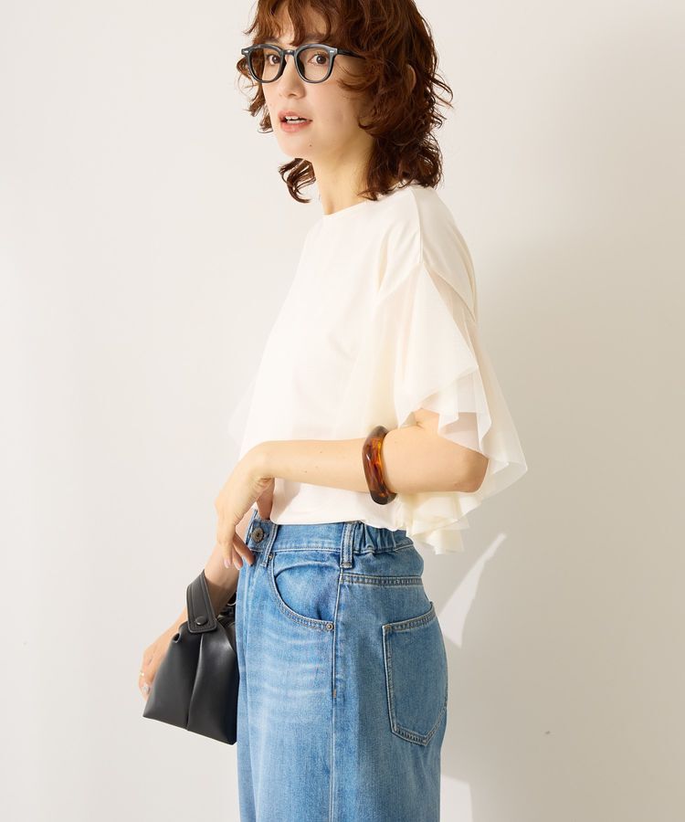 AMERICAN HOLIC「【WEB限定】袖チュールサイドスリットプルオーバー」|Tシャツ・カットソー|