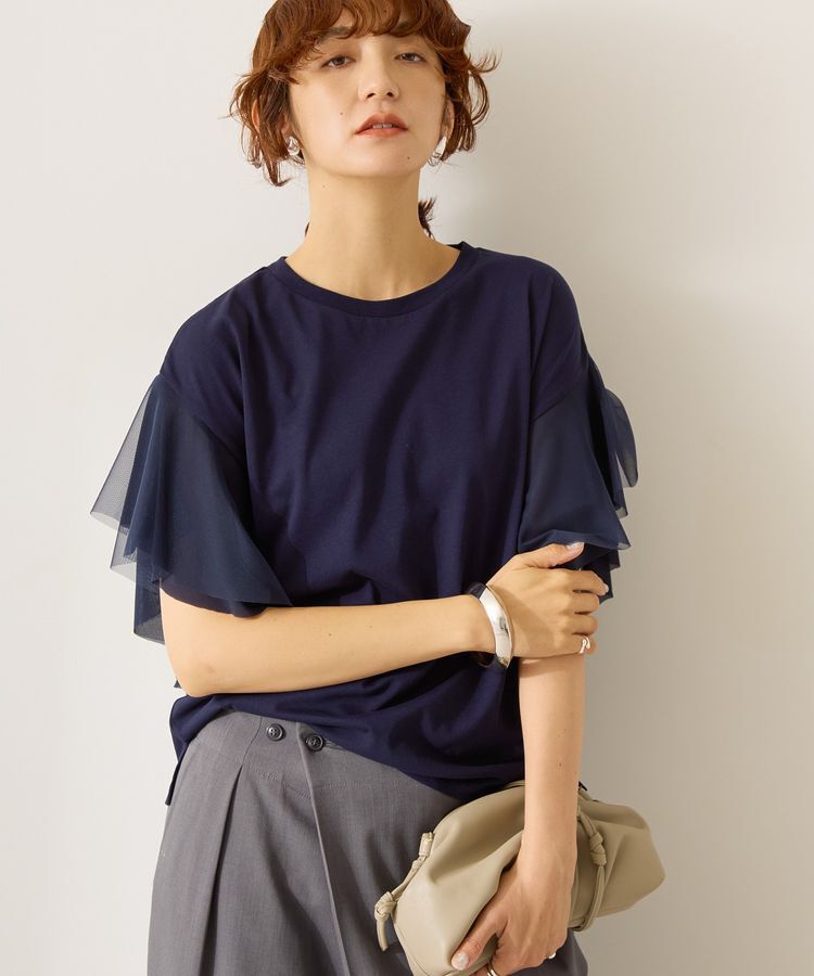 AMERICAN HOLIC「【WEB限定】袖チュールサイドスリットプルオーバー」|Tシャツ・カットソー|