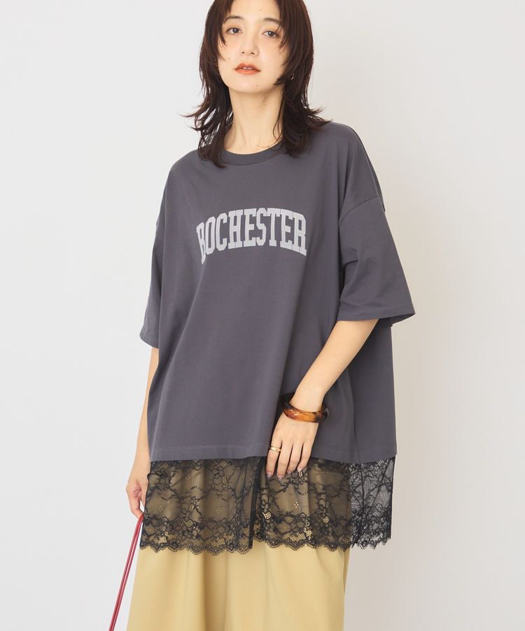 AMERICAN HOLIC「カレッジロゴレースドッキングTシャツ」|Tシャツ・カットソー|Charcoal Gray