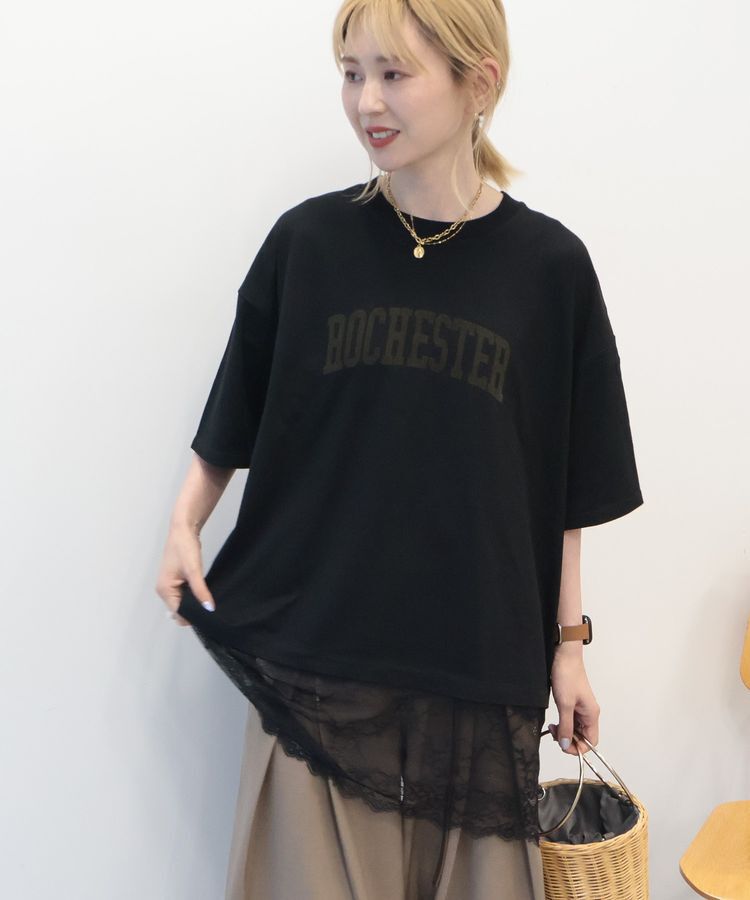 AMERICAN HOLIC「カレッジロゴレースドッキングTシャツ」|Tシャツ・カットソー|Black