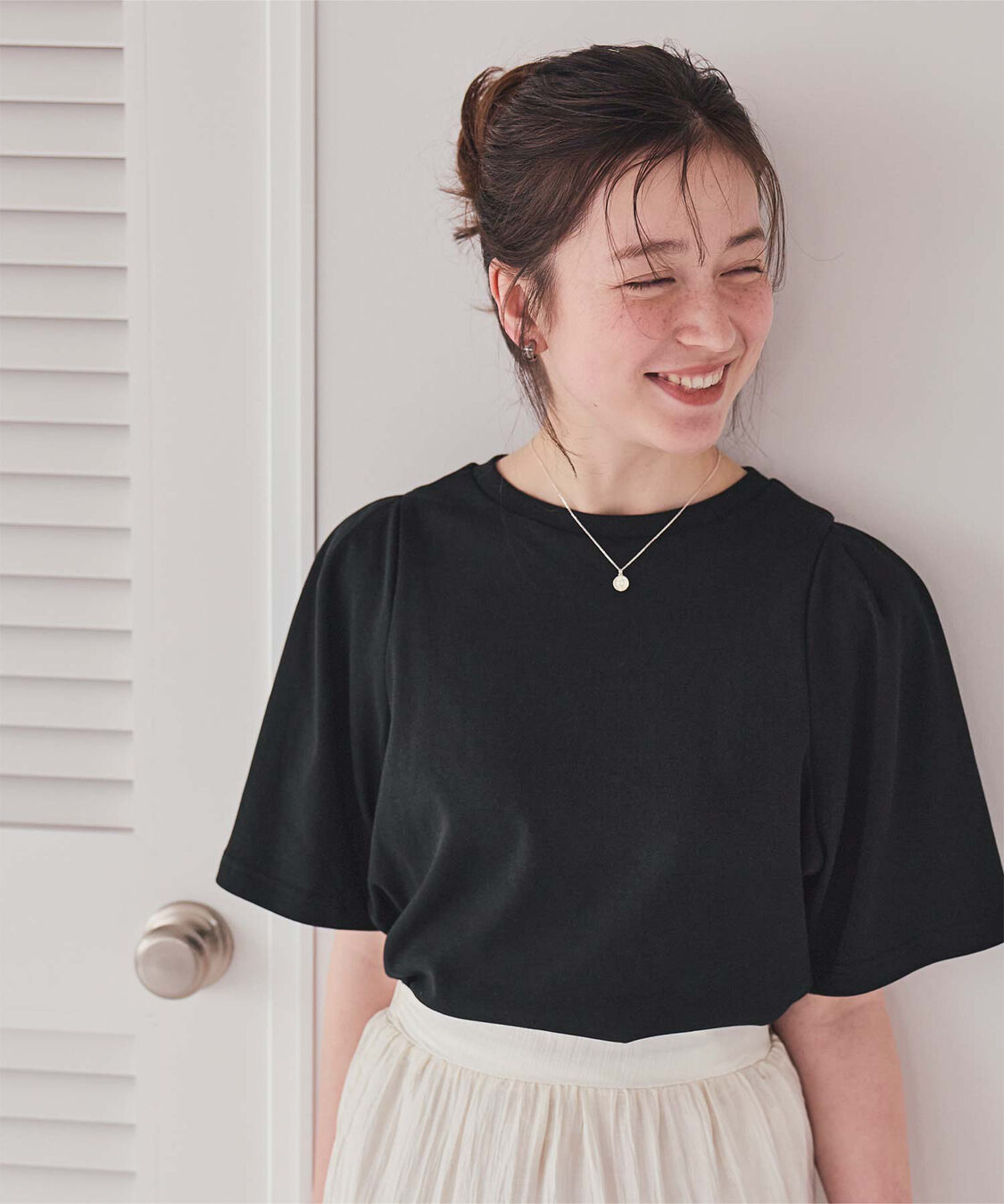 titivate「クルーネックタックスリーブトップス」|Tシャツ・カットソー|ブラック