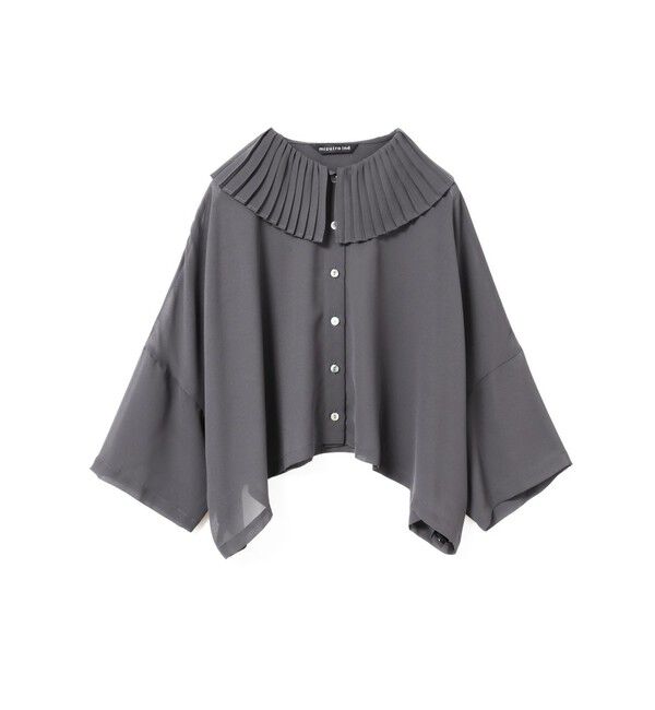 mizuiro ind「mizuiro ind プリーツカラーワイドシャツ」|シャツ・ブラウス|チャコールグレー
