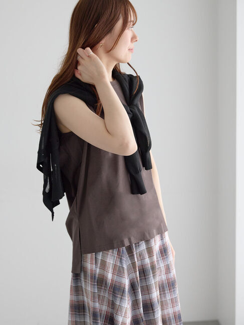 Te chichi「【接触冷感/UVカット】ノースリチュニック」|Tシャツ・カットソー|チャコールグレー