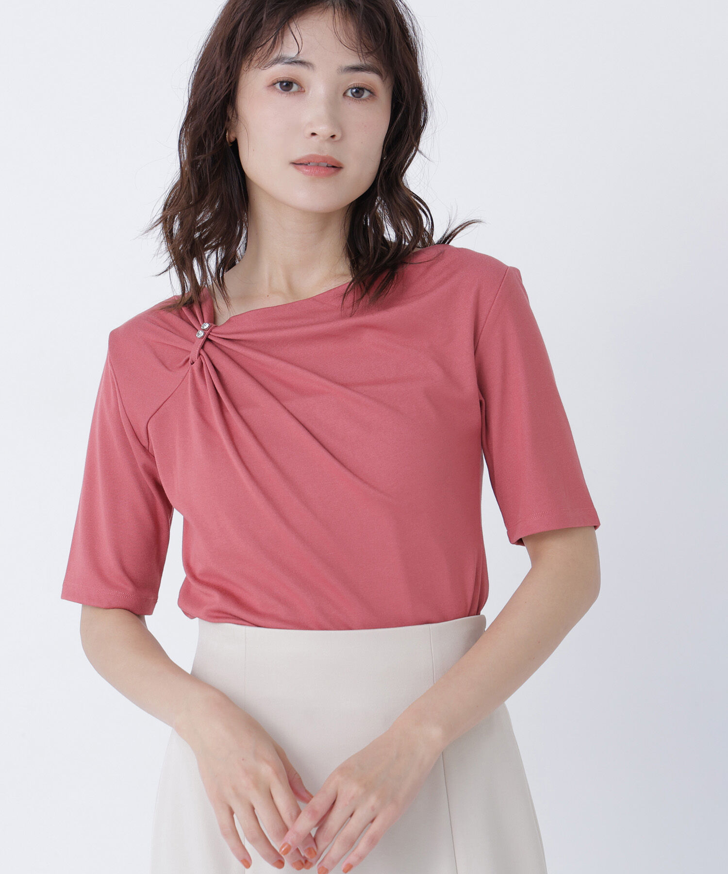  「アシメドレープカットソー」|Tシャツ・カットソー|