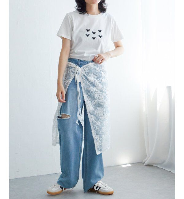 VENCE share style「オーガンジーハートTシャツ」|Tシャツ・カットソー|