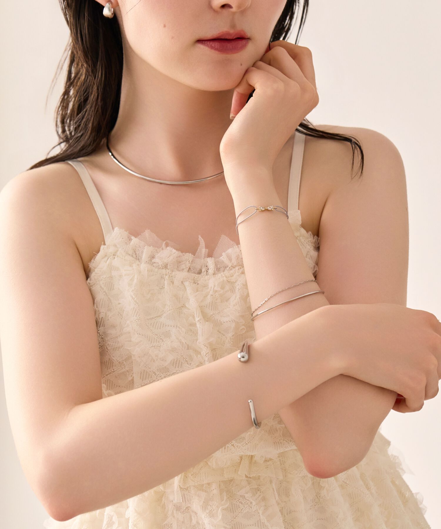 Phoebe「【金属アレルギー対応】リッチフローバングル　シルバー/ニッケルフリー」|ブレスレット・バングル|
