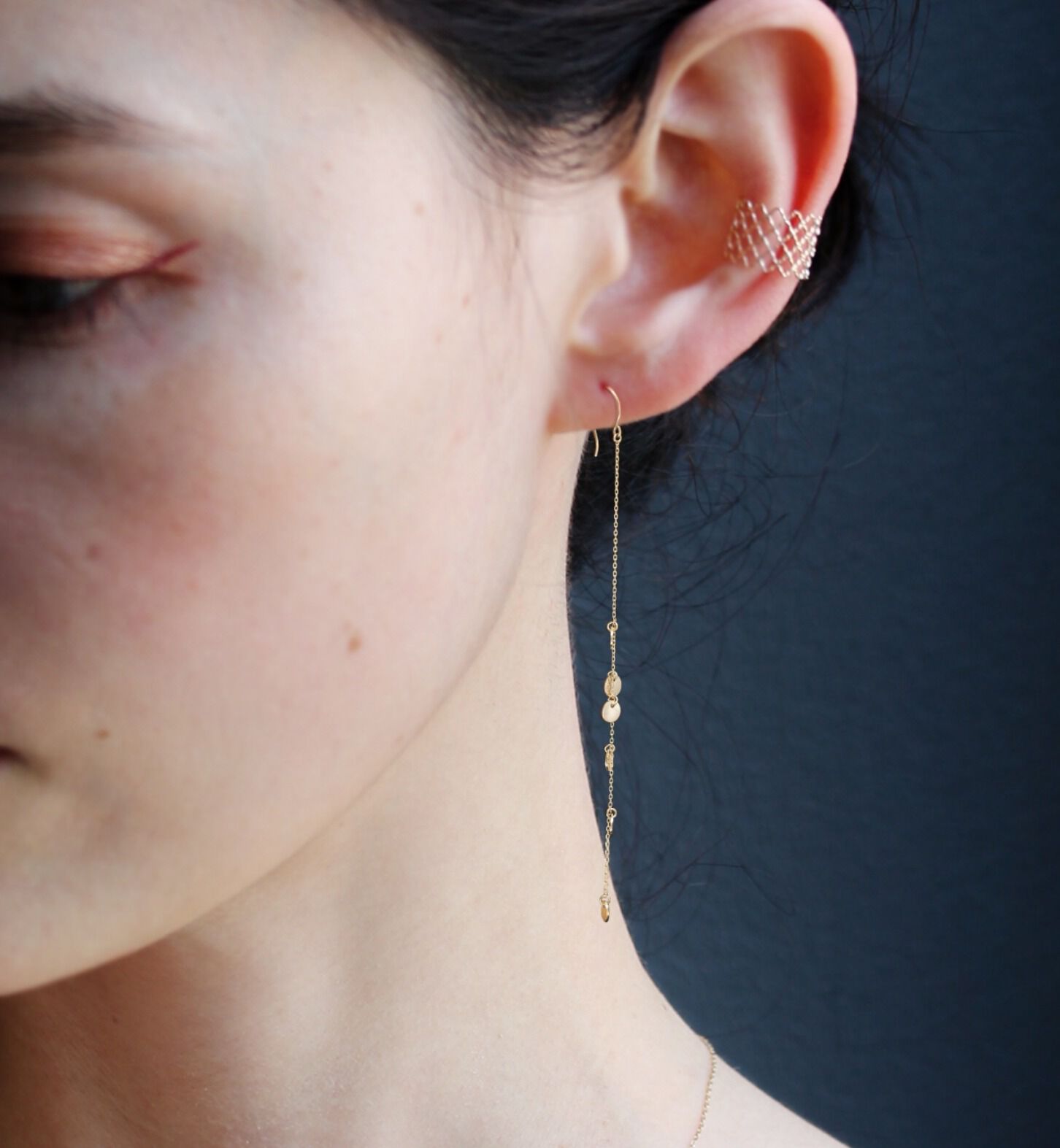  「ゴールド ロング フック ピアス | K10YG」|ピアス|