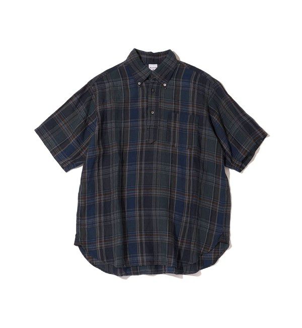 SHIPS「Southwick Gate Label: リネン ボタンダウン プルオーバーシャツ S/S」|シャツ・ブラウス|ネイビー