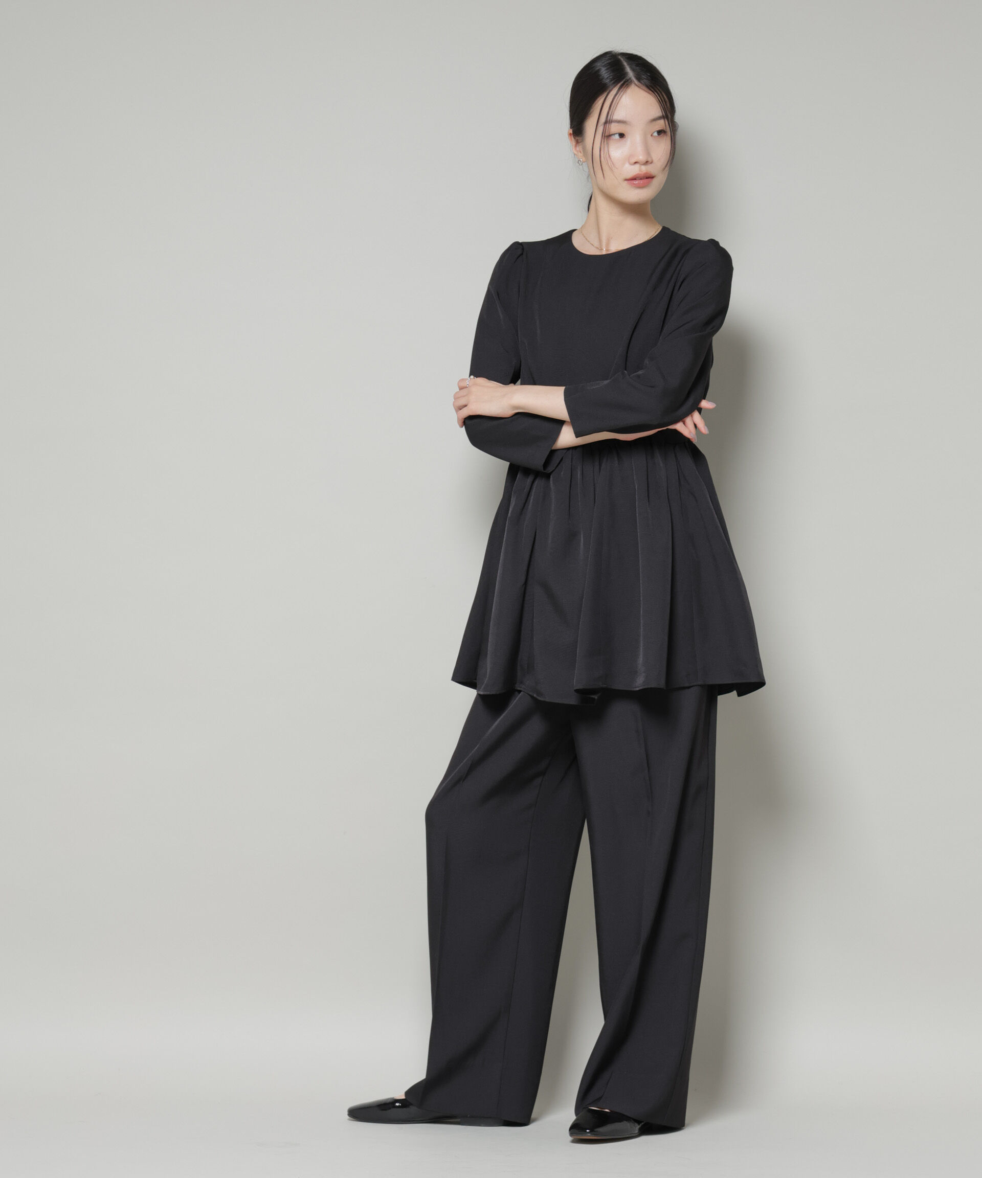 nano･universe「troisieme chaco/TWILL ペプラムトップス(セットアップ可)」|シャツ・ブラウス|