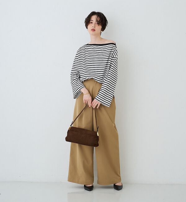 Rouge vif「ボーダーボートネックカットソー/ロングスリーブTシャツ【予約】」|Tシャツ・カットソー|