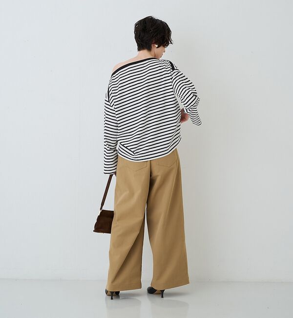 Rouge vif「ボーダーボートネックカットソー/ロングスリーブTシャツ【予約】」|Tシャツ・カットソー|