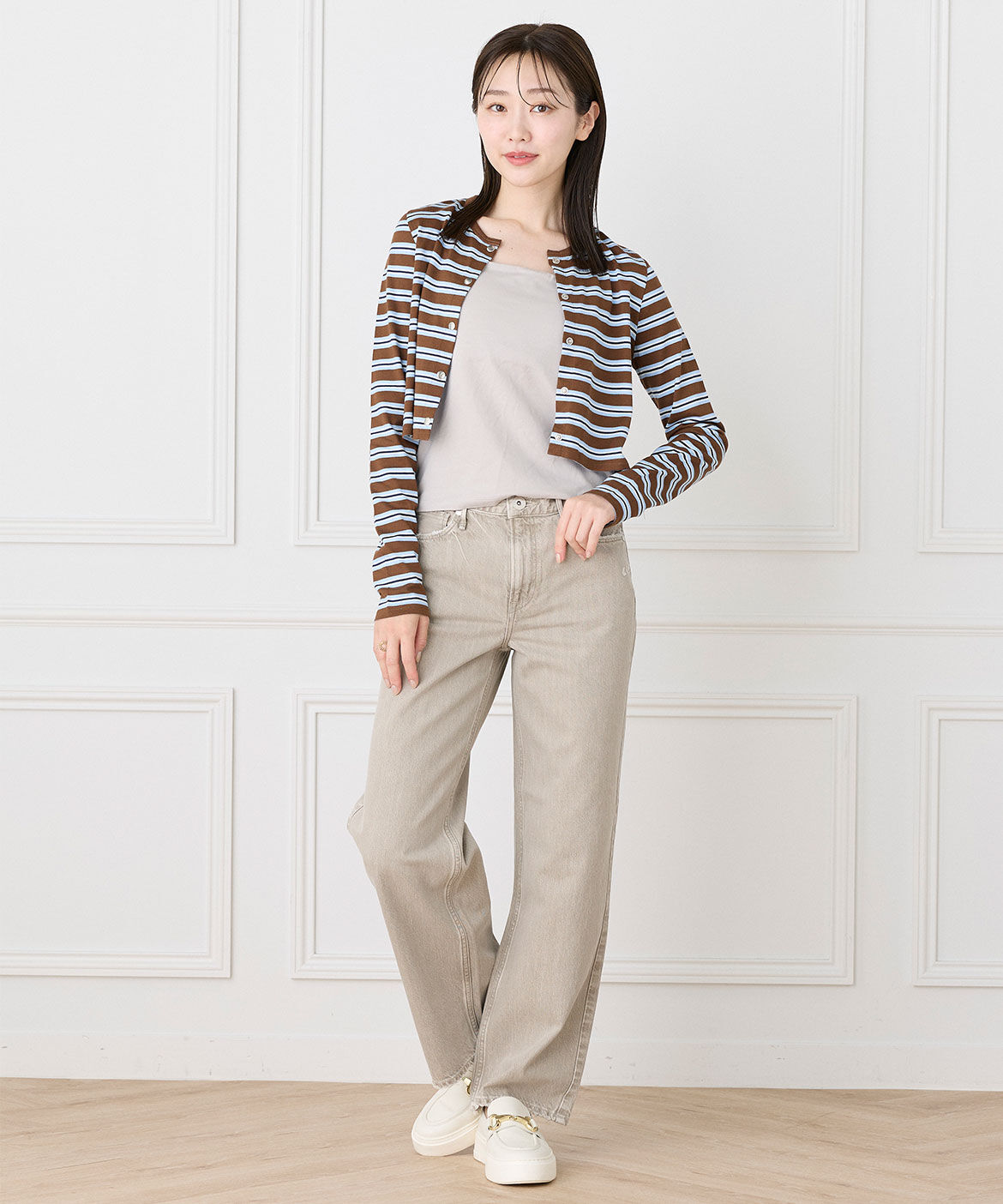 INED「ルミノア ボーダーショートカーディガン　SHORT CARDIGAN《Le minor》」|Tシャツ・カットソー|