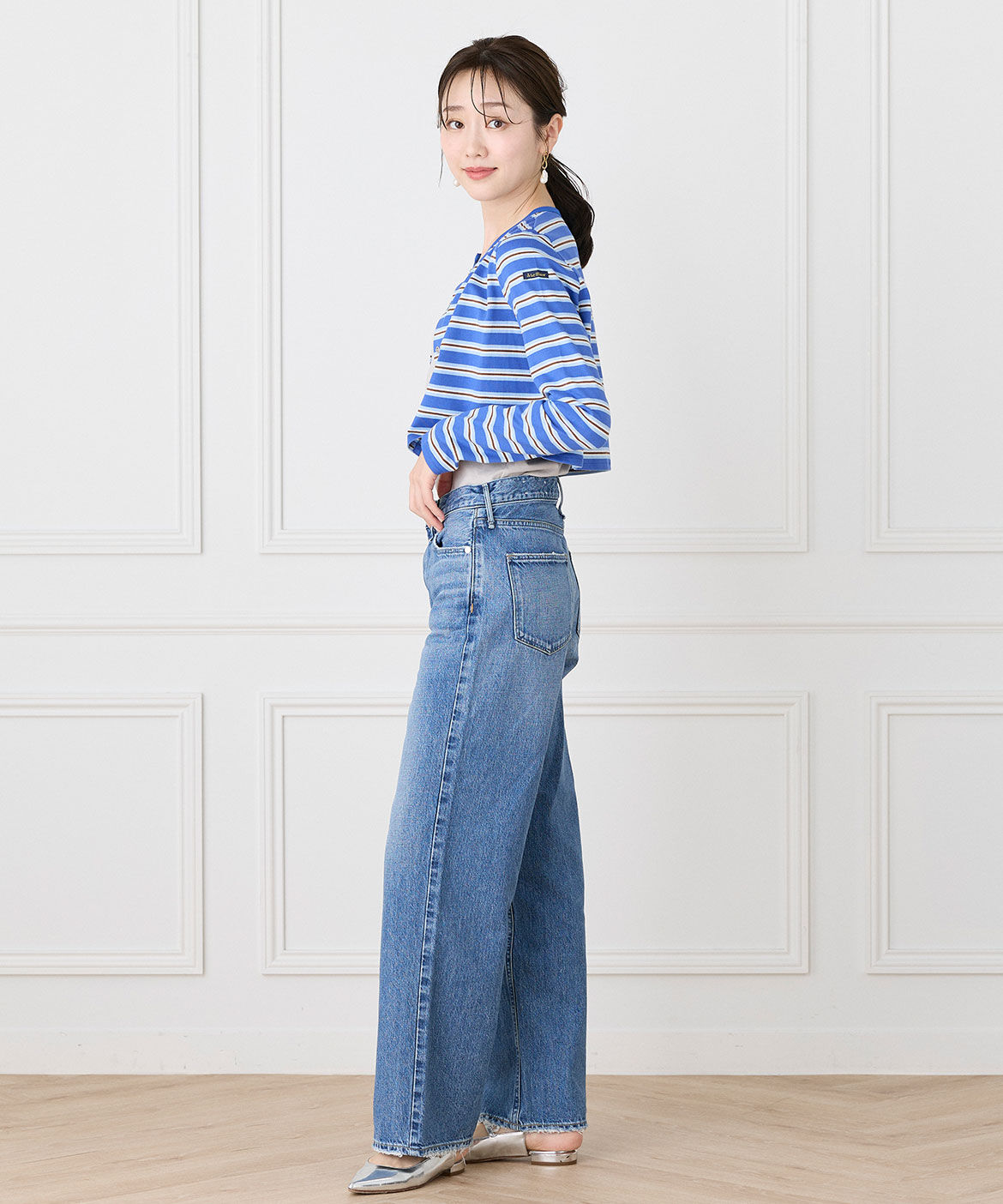 INED「ルミノア ボーダーショートカーディガン　SHORT CARDIGAN《Le minor》」|Tシャツ・カットソー|