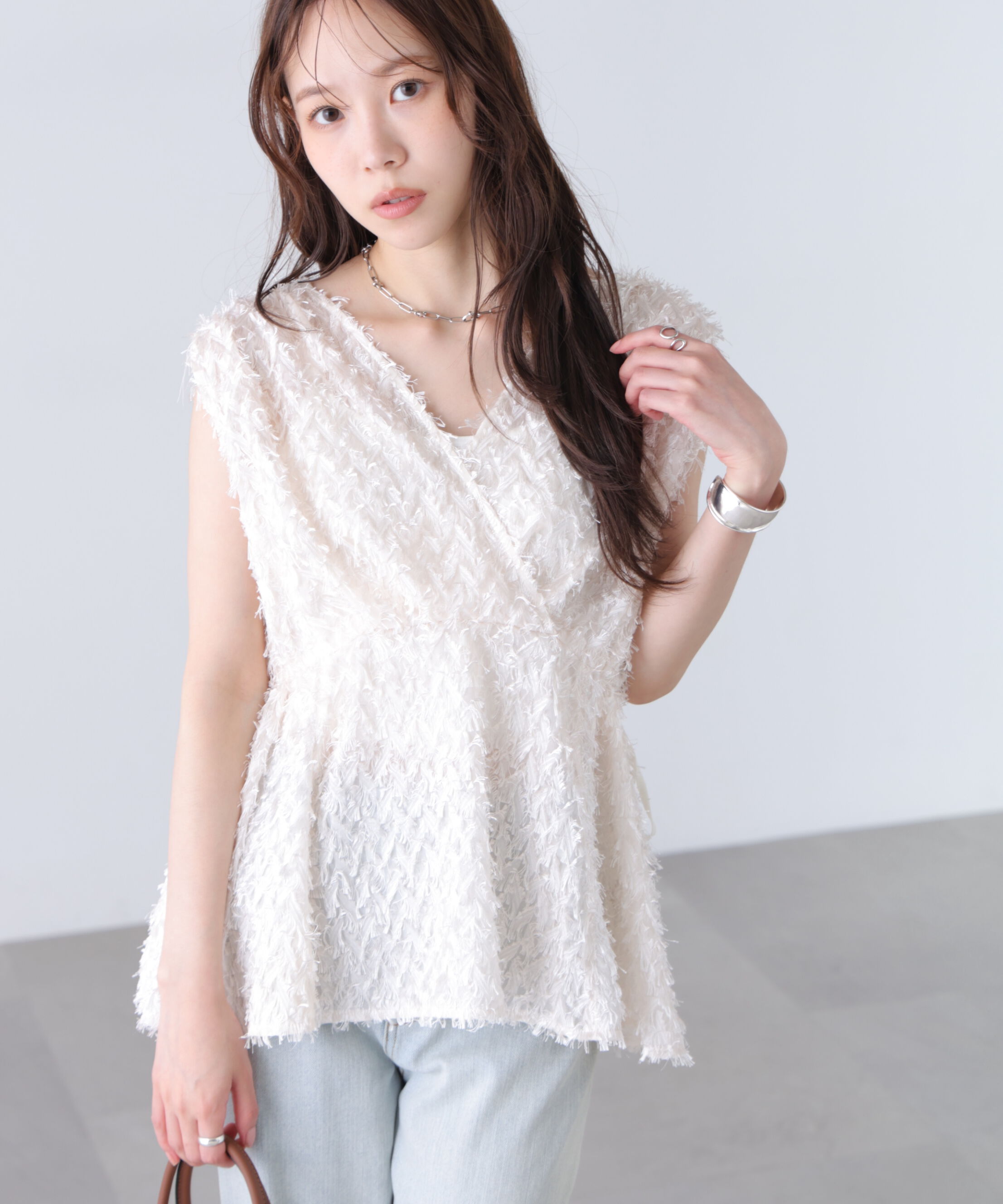  「＜MFM＞カットジャガードカシュクールブラウス」|シャツ・ブラウス|