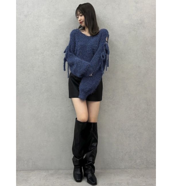 dazzlin「【流那(ばんばんざい）コラボ】オープンスリーブシャギーニットトップス」|ニット・セーター|