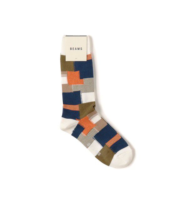 BEAMS「パッチワーク ソックス」|ソックス|OFF_WHITE