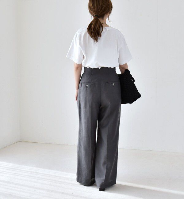 quaranciel「quaranciel:〈洗濯機可能〉リネン ミックス ハイウエスト ワイド パンツ」|その他|
