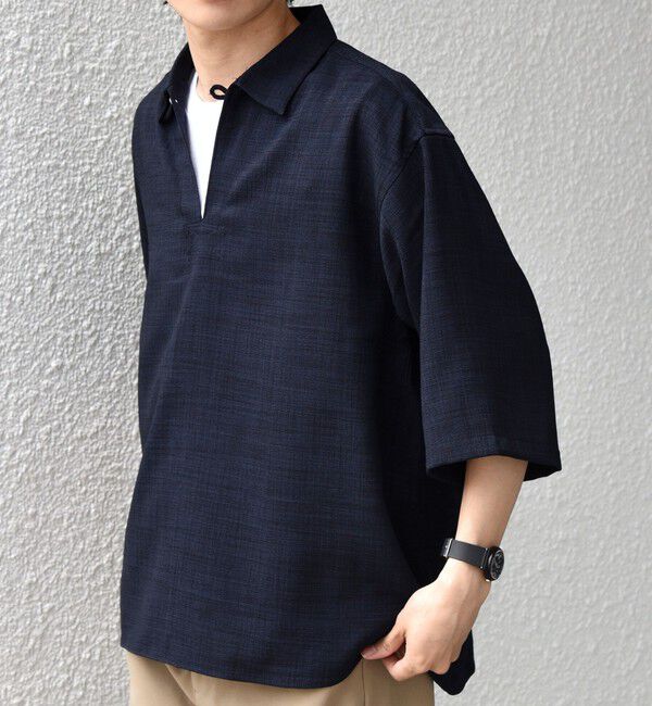 SHIPS any「SHIPS any:〈UVカット〉FUTURE LINEN CANVAS リネンライク スキッパー プルオーバーシャツ◇」|シャツ・ブラウス|