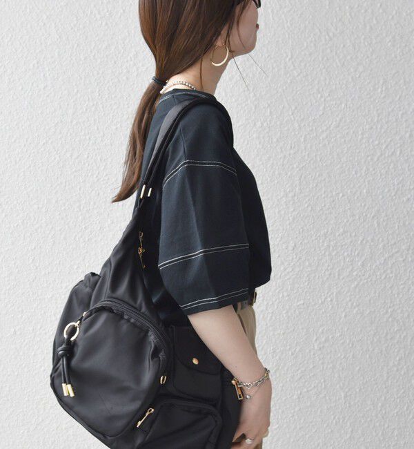 SHIPS any「SHIPS any:〈抗菌防臭/洗濯機可能〉USAコットン 配色 ステッチ ワイド TEE」|Tシャツ・カットソー|