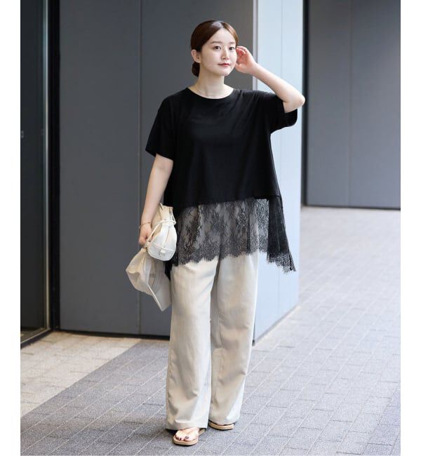 IENA「レースドッキングTシャツ」|Tシャツ・カットソー|
