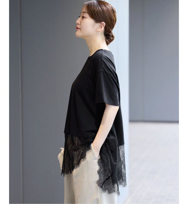IENA「レースドッキングTシャツ」|Tシャツ・カットソー|