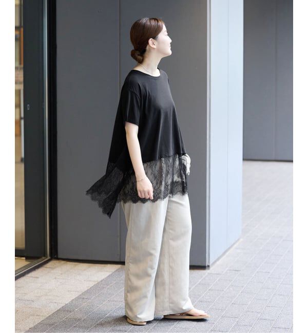 IENA「レースドッキングTシャツ」|Tシャツ・カットソー|