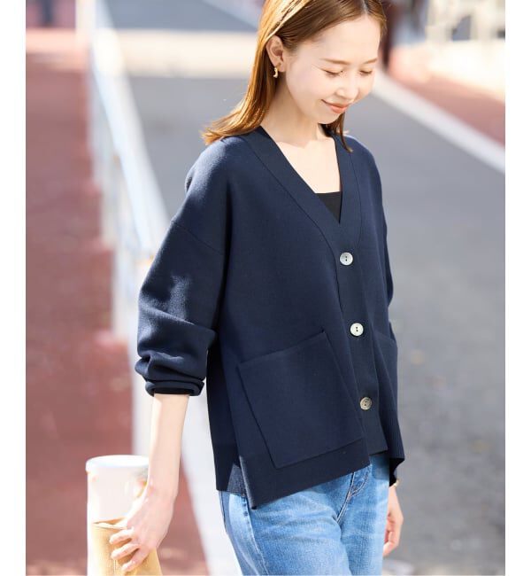 SLOBE IENA「《WEB限定/追加2予約》スムースニットカーディガン」|カーディガン|ネイビー