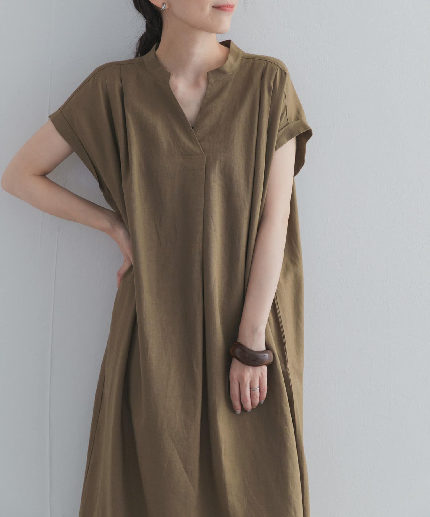 URBAN RESEARCH DOORS「リネンレーヨンスキッパーフレンチワンピース」|ワンピース|