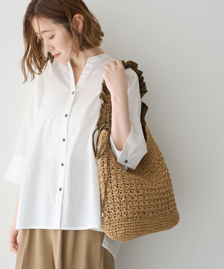YECCA VECCA「【cache cache】ドロストフリルハンドルトートバッグ」|トートバッグ|Brown
