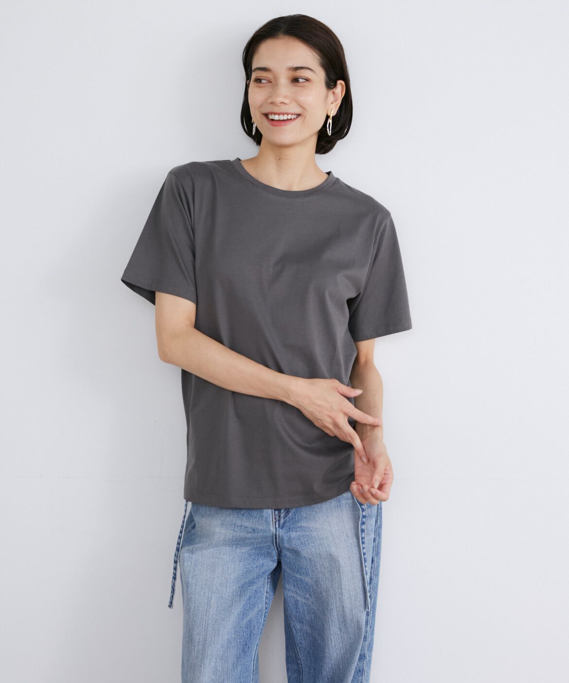 INED「《大きいサイズ》ベーシック半袖Tシャツ」|Tシャツ・カットソー|