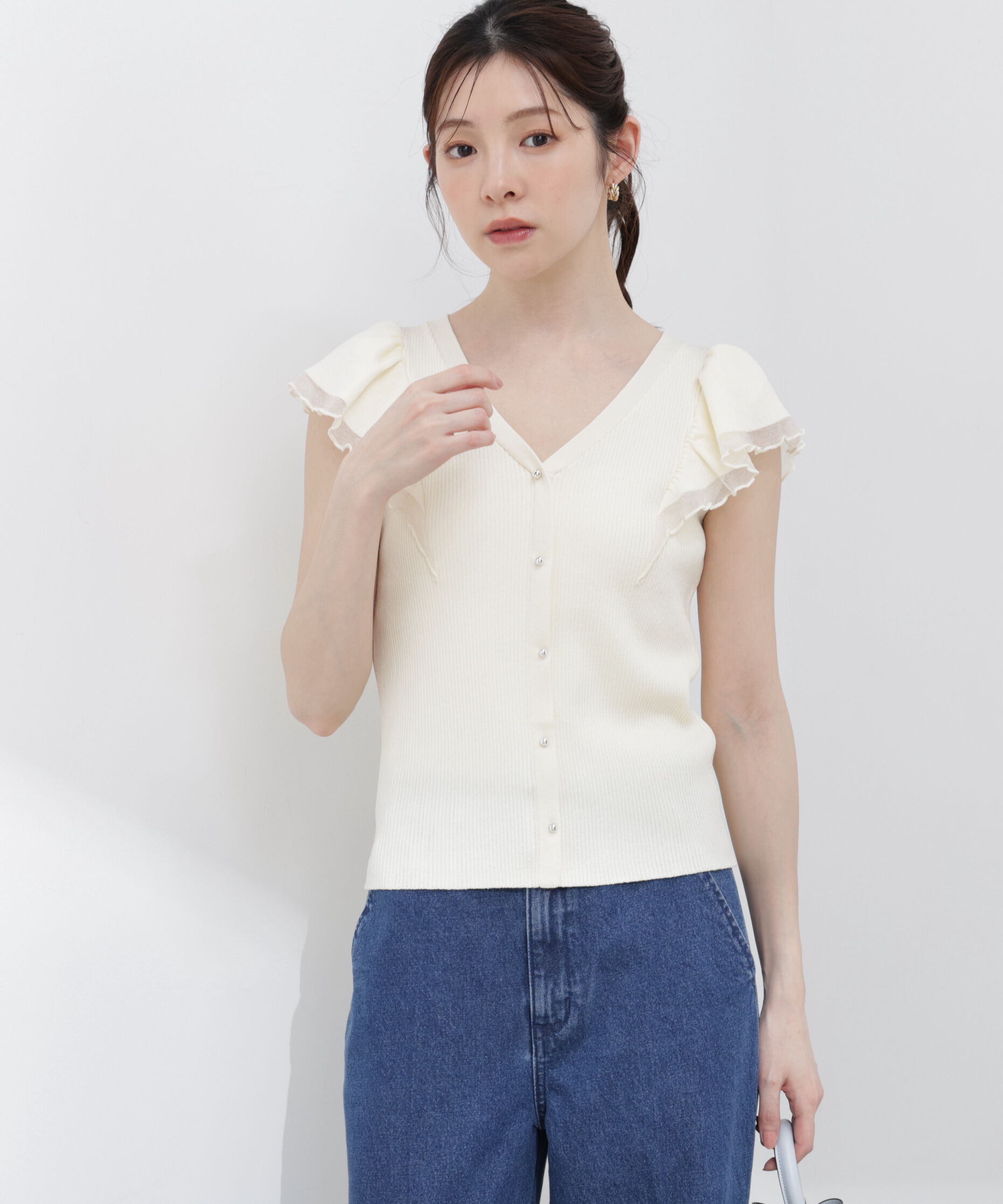 PROPORTION BODY DRESSING「部分シアーラッフルニット 26SS」|ニット・セーター|