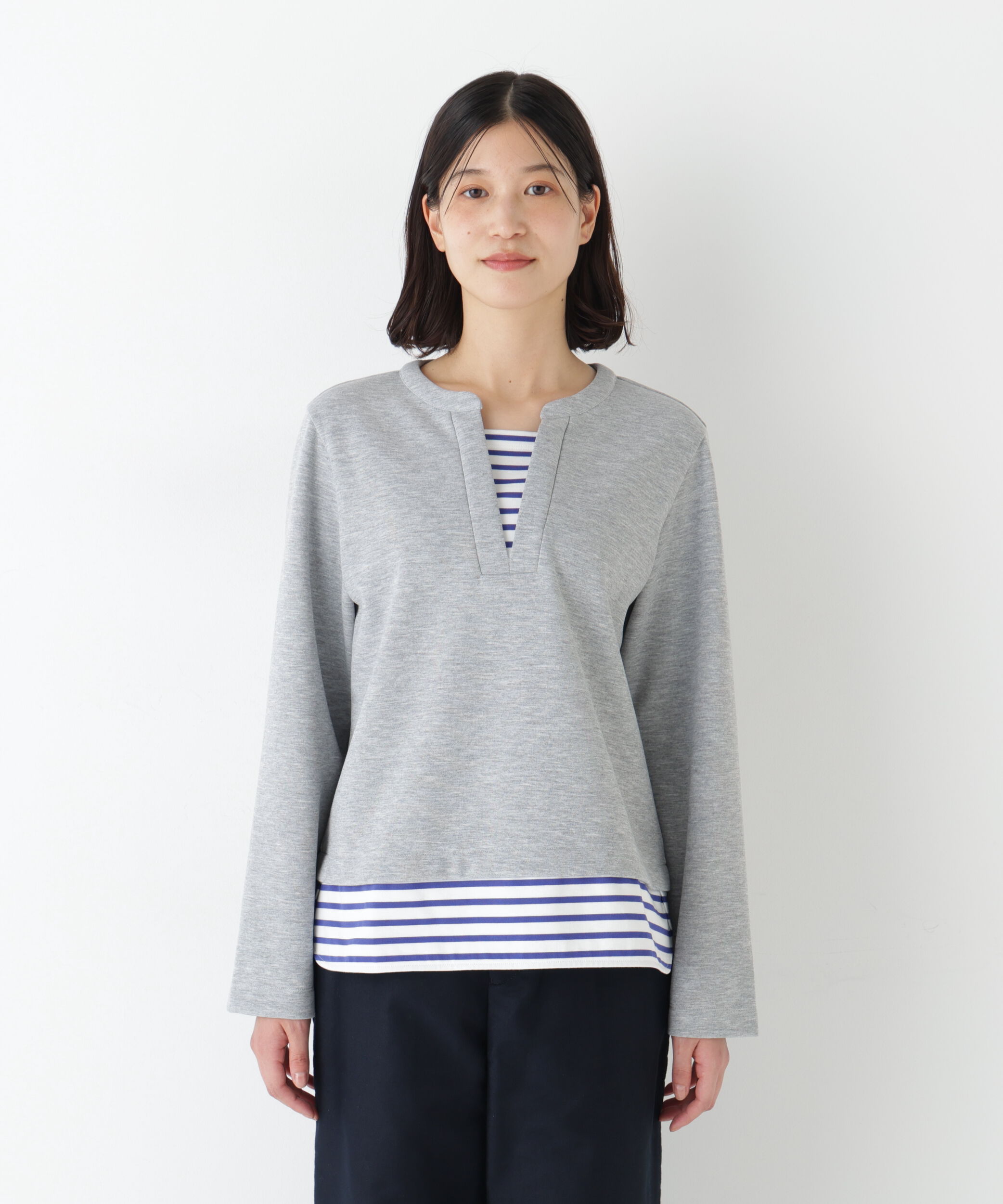 「◆ボーダー重ね着風ＰＯ」|Tシャツ・カットソー|