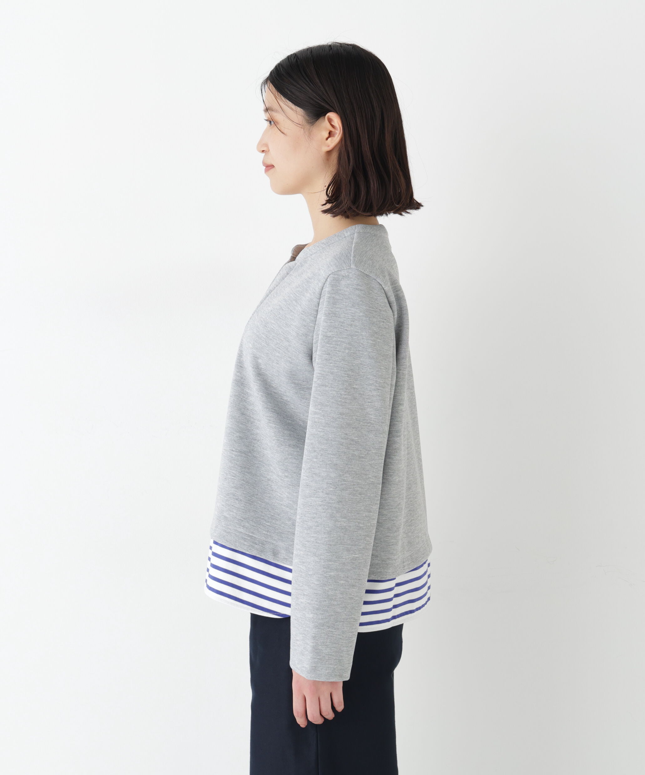  「◆ボーダー重ね着風ＰＯ」|Tシャツ・カットソー|