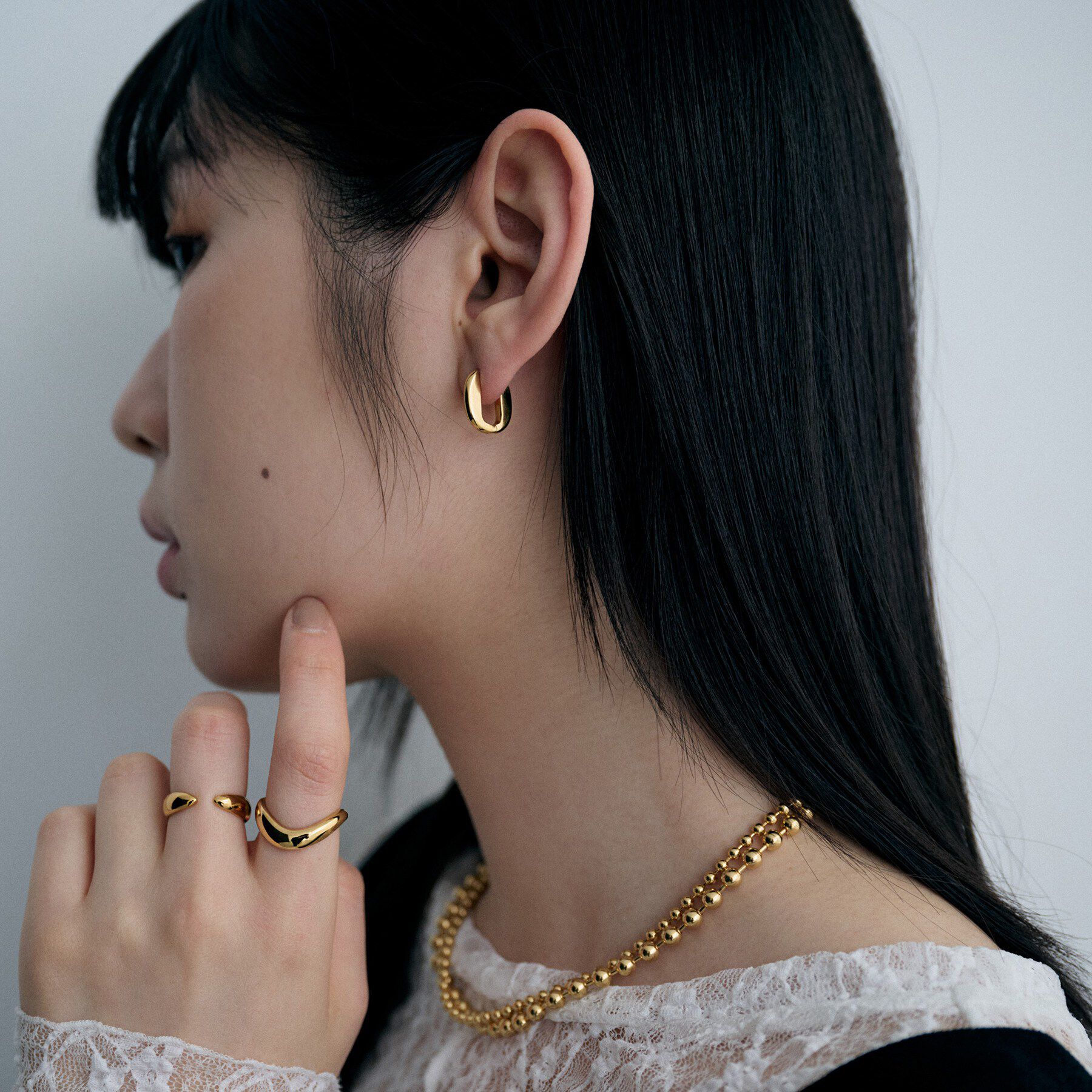 COCOSHNIK ONKITSCH「シルバー ハギーフープ トラックピアス GP」|ピアス|