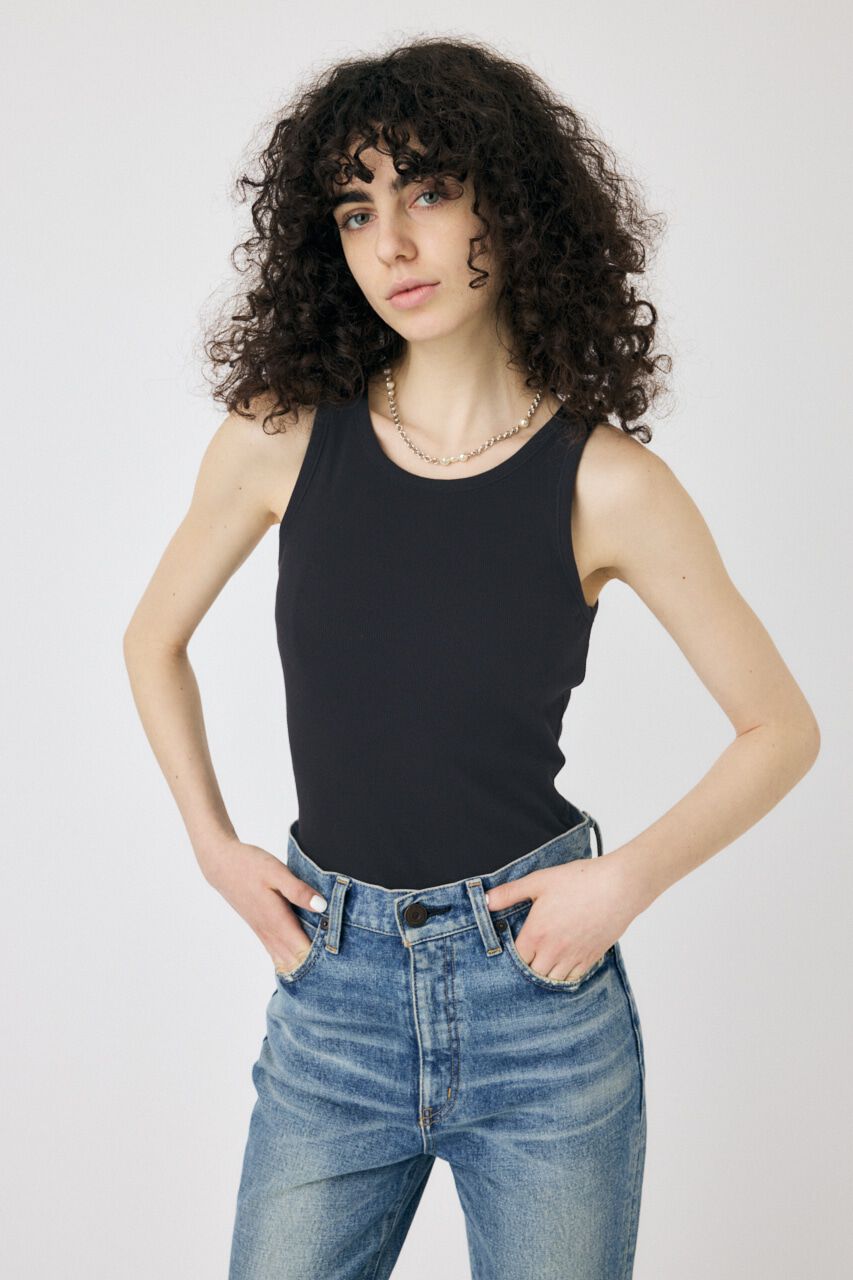 MOUSSY「BASIC RIB タンクトップ」|タンクトップ|L/BLK1