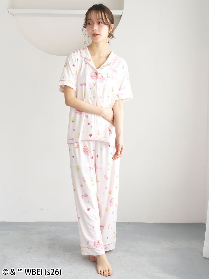 SNIDEL HOME「【WEB限定】【セット商品】【Tweety】開襟シャツ&カットロングパンツSET」|ルームウェア|