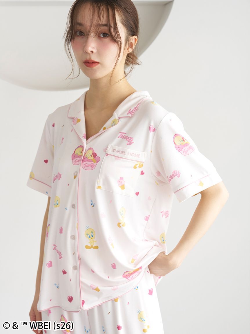 SNIDEL HOME「【WEB限定】【セット商品】【Tweety】開襟シャツ&カットロングパンツSET」|ルームウェア|