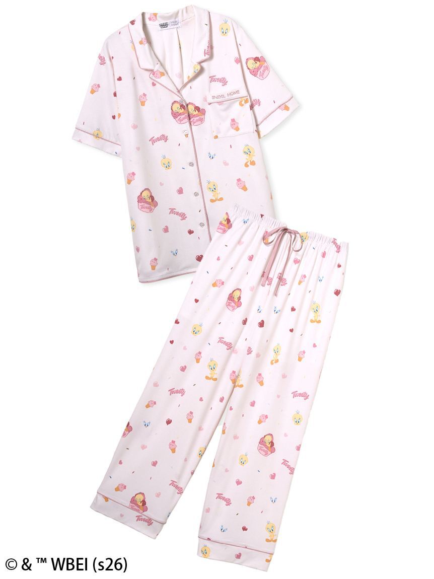 SNIDEL HOME「【WEB限定】【セット商品】【Tweety】開襟シャツ&カットロングパンツSET」|ルームウェア|PNK