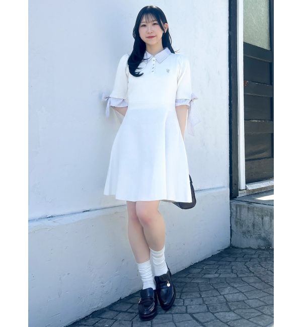 dazzlin「リボンスリーブニットミニワンピース」|ワンピース|