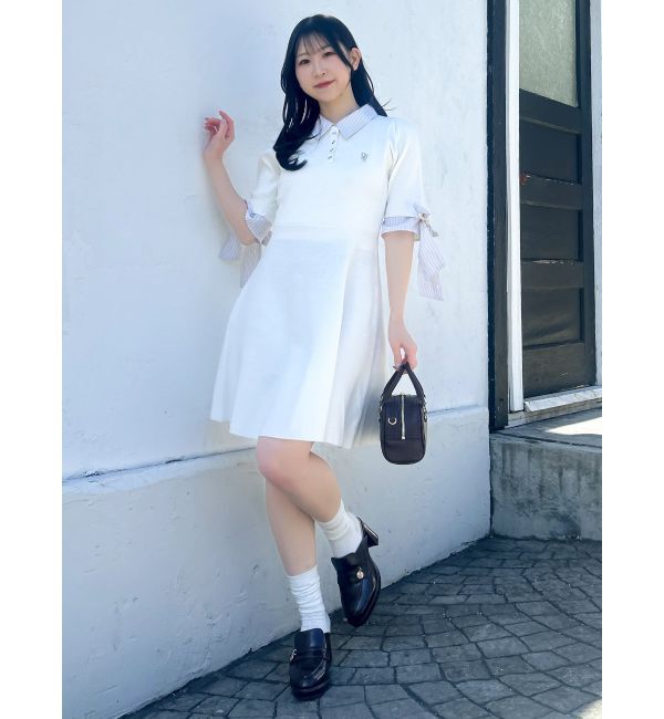 dazzlin「リボンスリーブニットミニワンピース」|ワンピース|