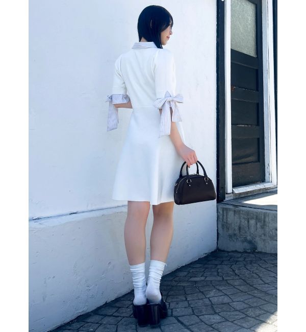 dazzlin「リボンスリーブニットミニワンピース」|ワンピース|