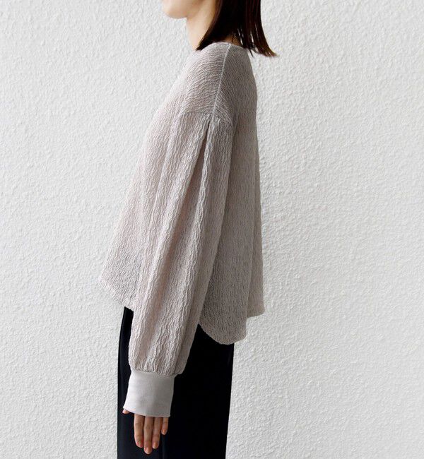 SHIPS for women「〈手洗い可能〉ランダム ブルーゼ 袖 タック プルオーバー」|Tシャツ・カットソー|